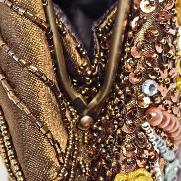 🥂 Di Firenze Victorian Style Beaded Evening Bag With Chain Strap - Picture 8 of 11